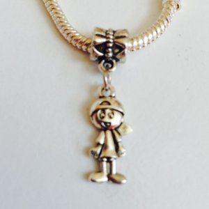 "BOY" Sterling Silver Plated Dangling Charm For European Style Charm Bracelets